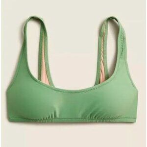 NEW J.Crew Swim Heritage Scoopneck Bikini Top Green‎ Resort Wear Summer Size XXS